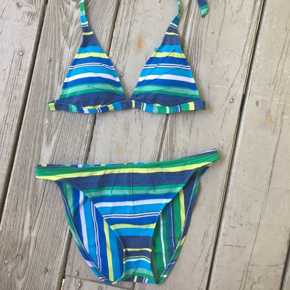 blue and green swimsuit